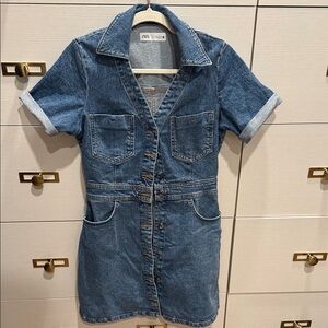 Zara Light Blue Denim Dress